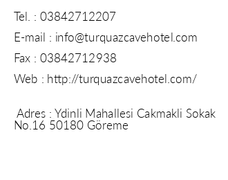 Turquaz Cave Hotel iletiim bilgileri